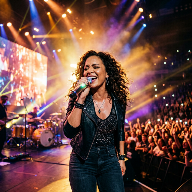 Cantante en el escenario